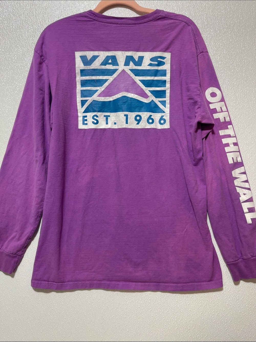 3/$30 Vans Purple Tie Dye Long Sleeve Tee with “Off the Wall” on sleeve